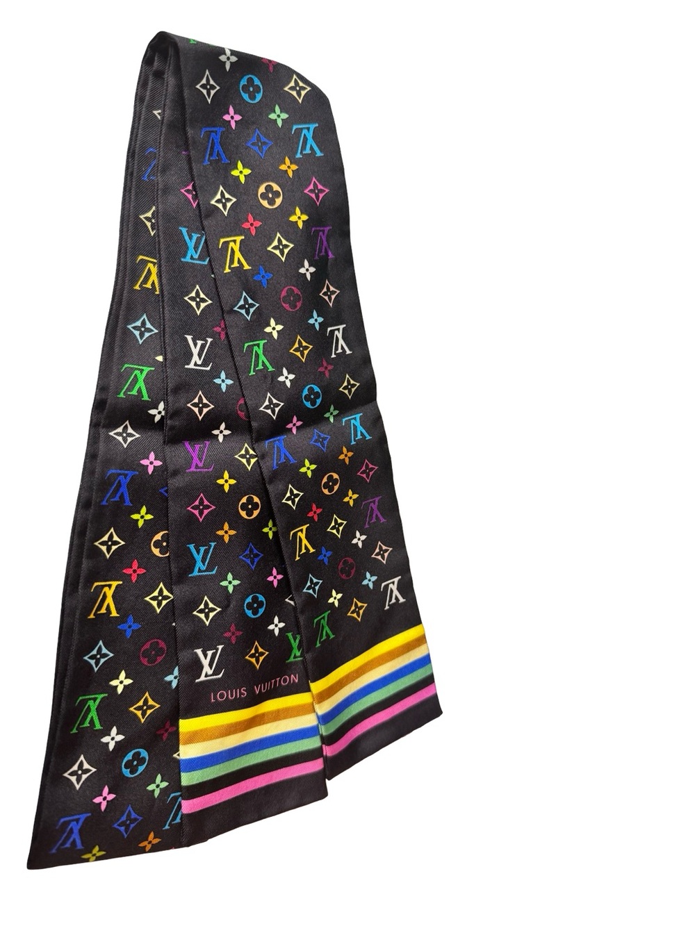 Louis Vuitton Black Silk Bandeau with Rainbow Monogram